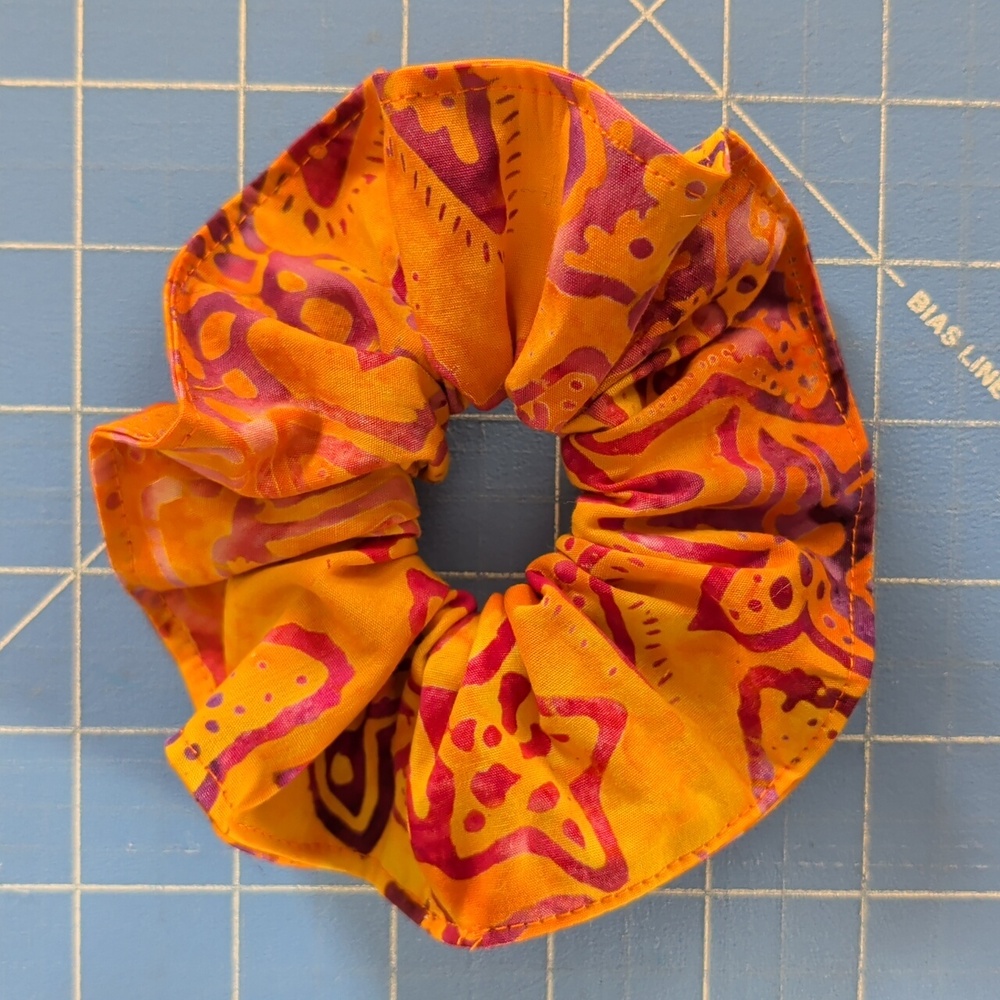 Mermaidcore Batik Geometic scrunchie elastic ponytail hair accessory OOAK
